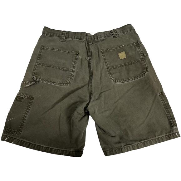 Mens green duck canvas Berne Apparel cargo carpenter painter utility work shorts - Picture 7 of 9